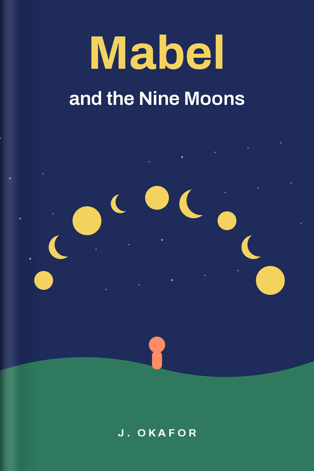 Children's book cover design for Mabel and the Nine Moons by J. Okafor